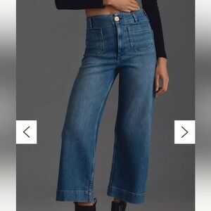 The Colette Cropped High-Rise Wide-Leg Jeans by Maeve Pilcro Antrho